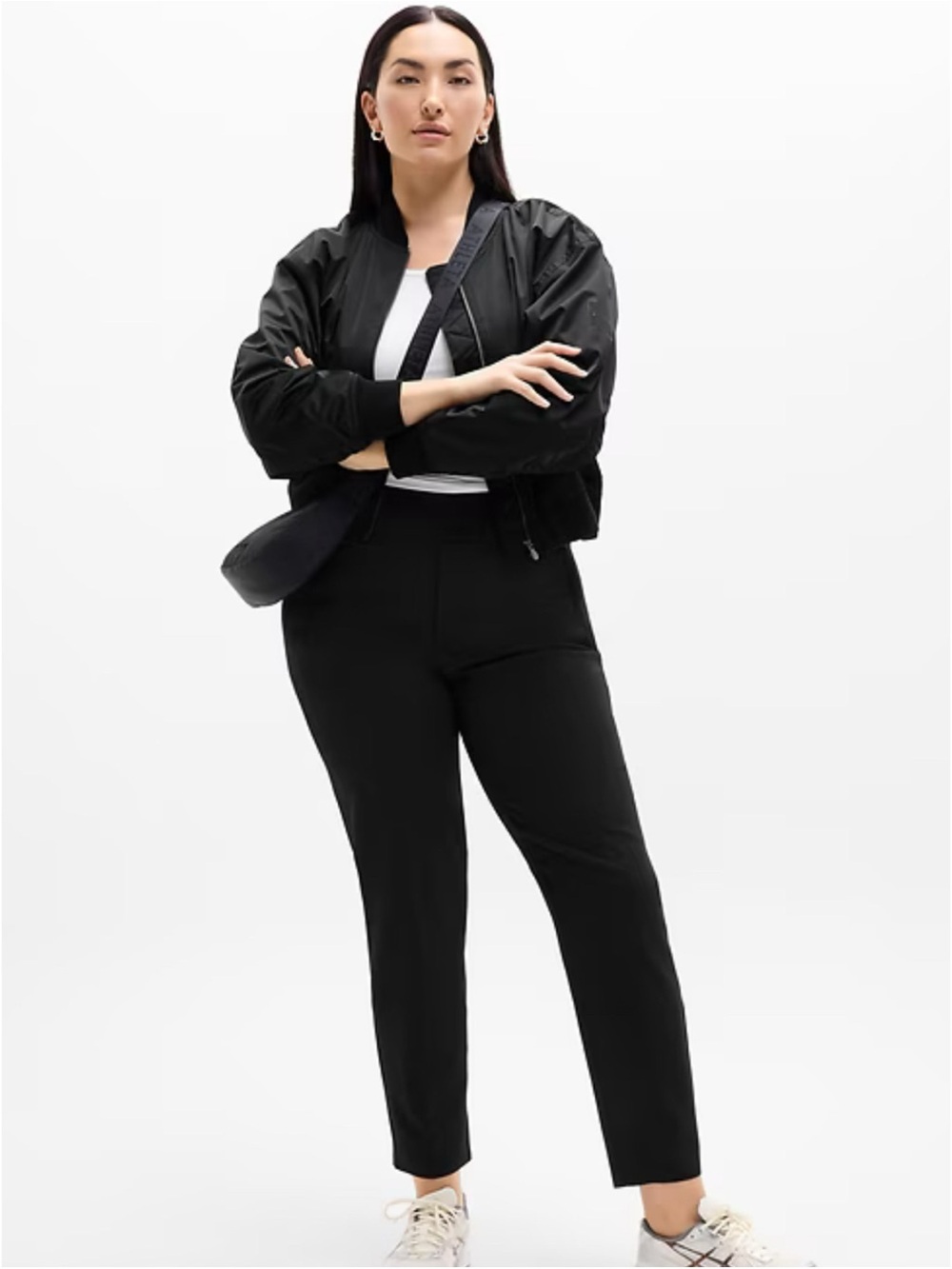 Athleta Endless Black Pant Straight leg Tapered fit size 16